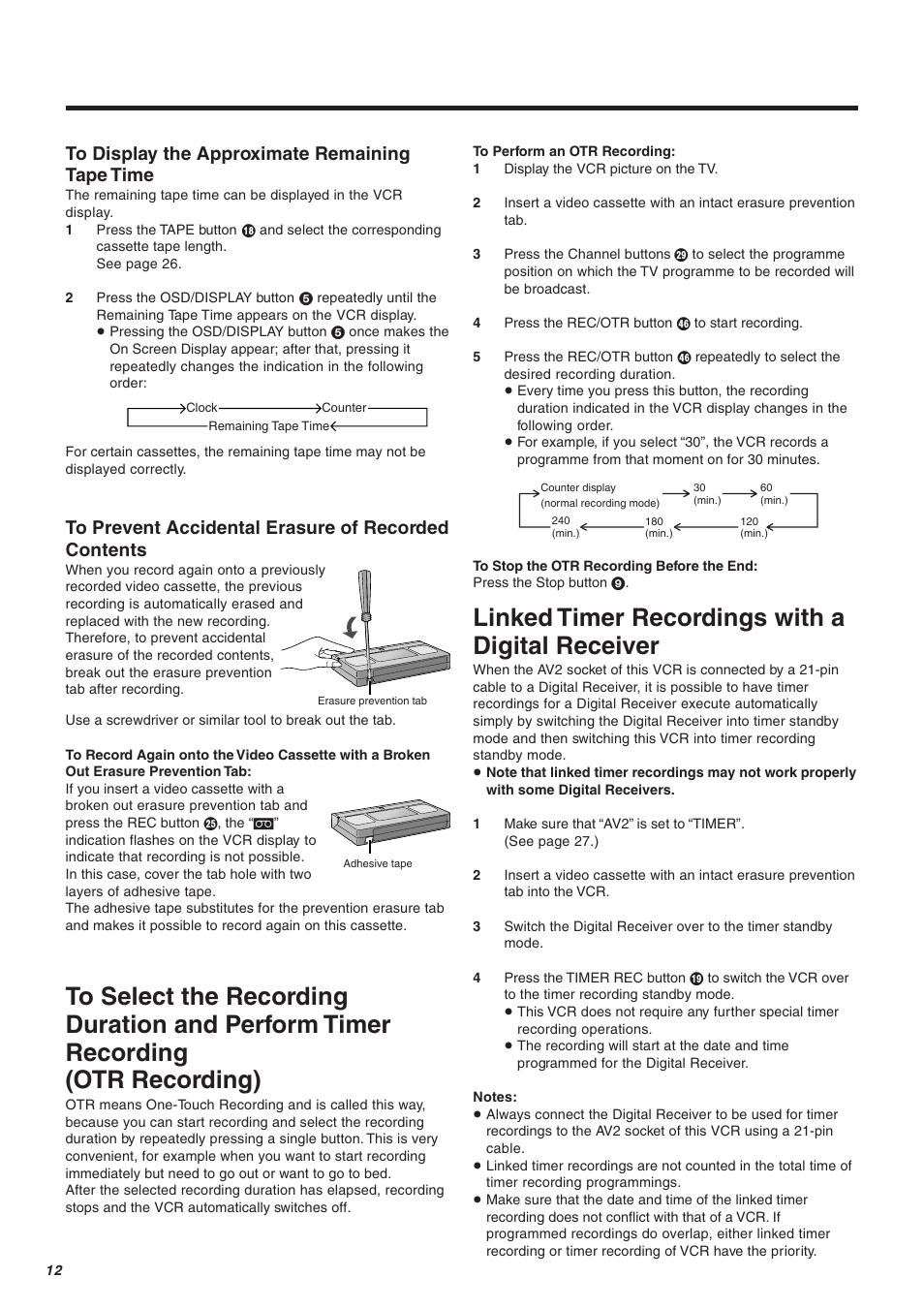 Linked timer recordings with a digital receiver | Panasonic NV-FJ610 User Manual | Page 12 / 34