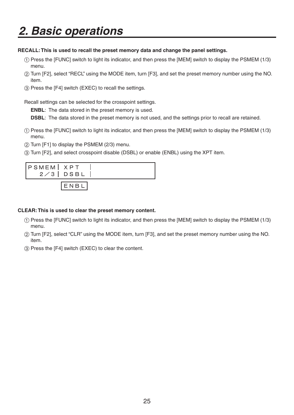 Basic operations | Panasonic AV-HS300 User Manual | Page 25 / 60