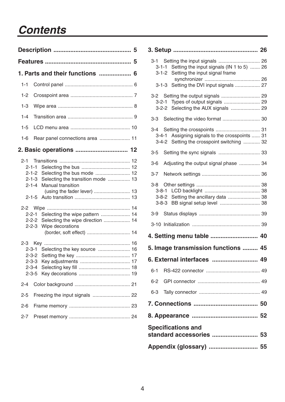 Panasonic AV-HS300 User Manual | Page 4 / 60
