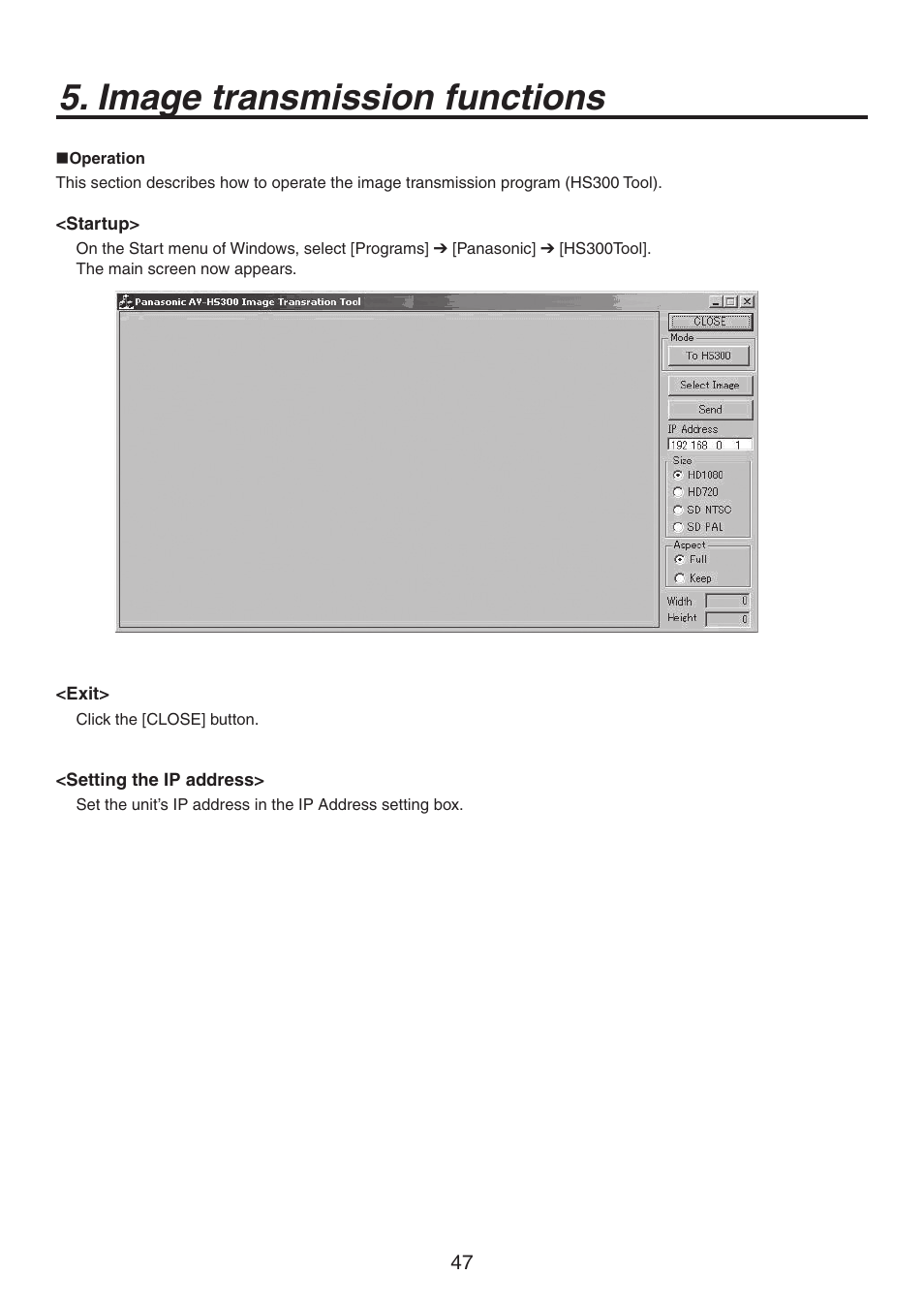 Image transmission functions | Panasonic AV-HS300 User Manual | Page 47 / 60