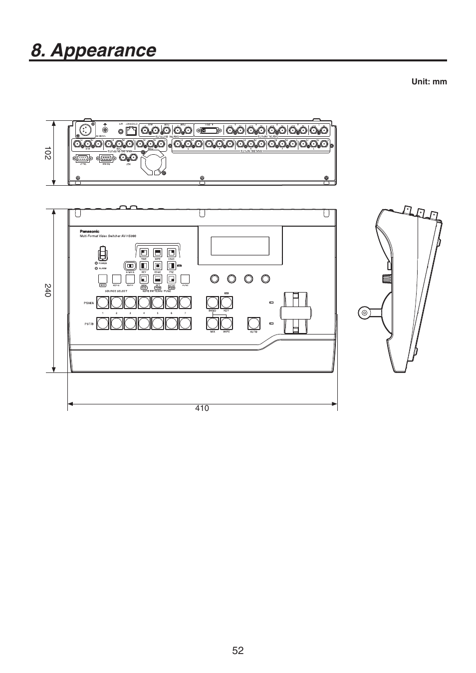 Appearance | Panasonic AV-HS300 User Manual | Page 52 / 60