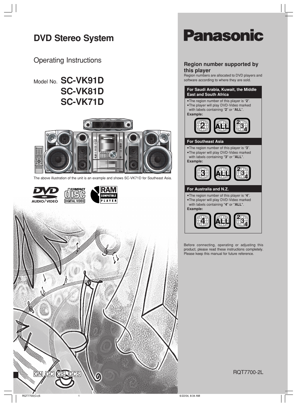 Panasonic SC-VK71D User Manual | 40 pages