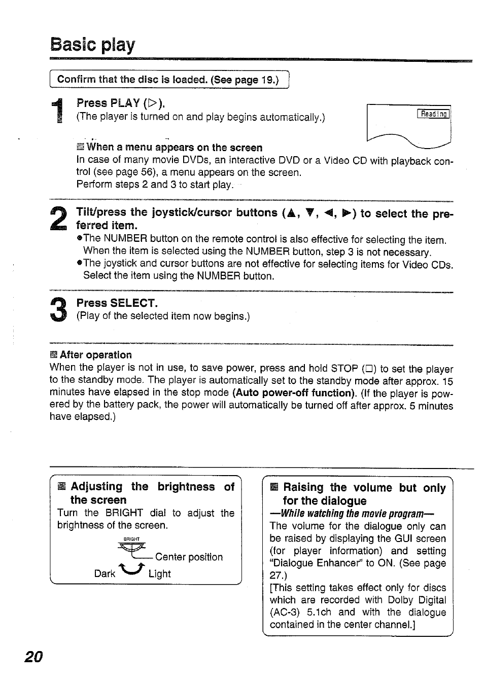 Basic play | Panasonic DVD-L50PM User Manual | Page 20 / 58