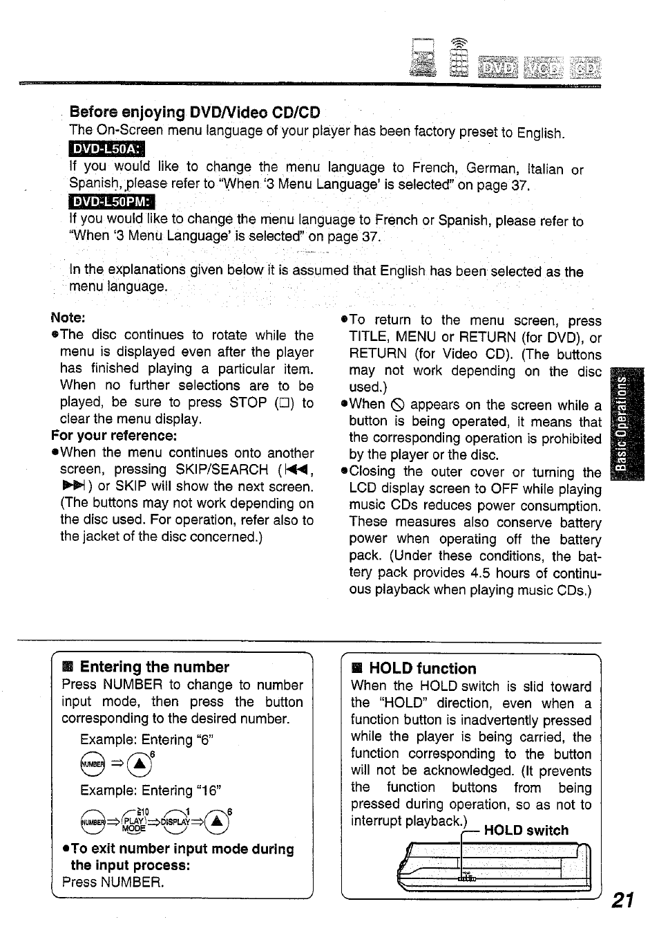 Panasonic DVD-L50PM User Manual | Page 21 / 58