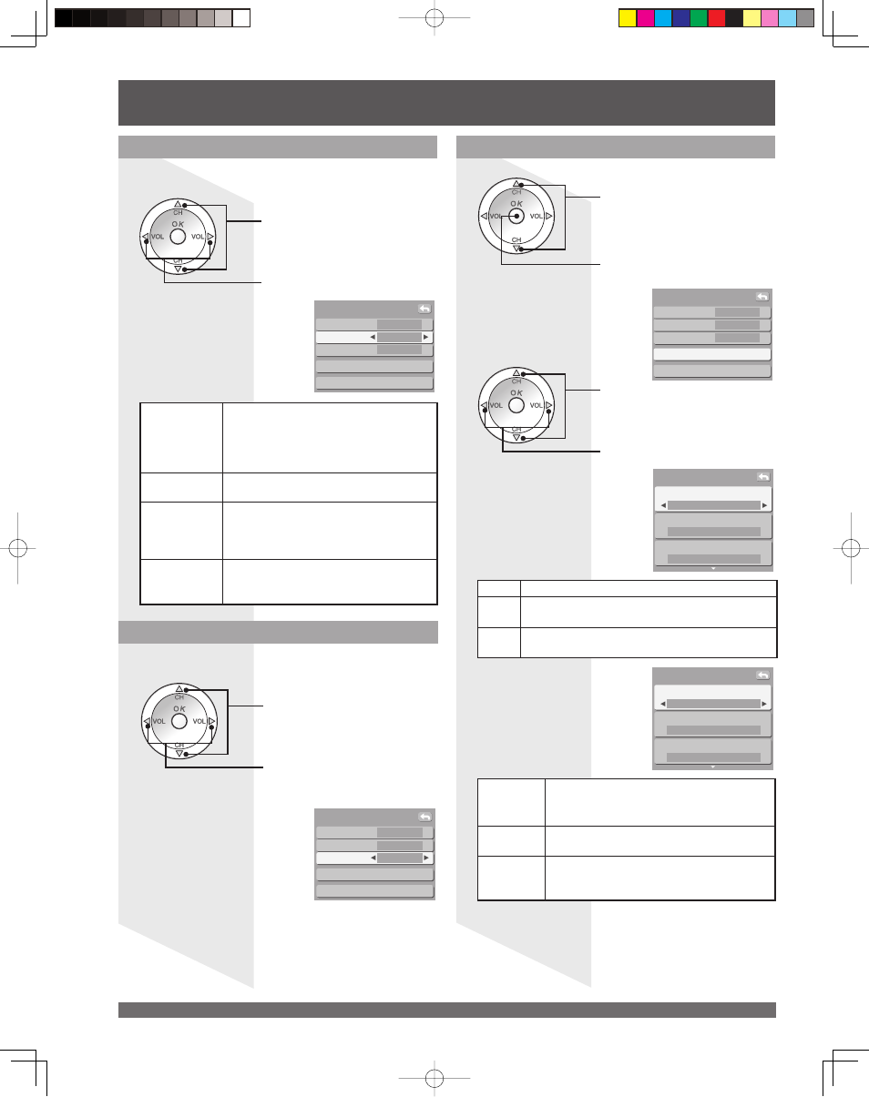 Setup features (continued), Cc mode for digital, Digital settings | Cc mode for analog | Panasonic LSQT1060 C User Manual | Page 54 / 80