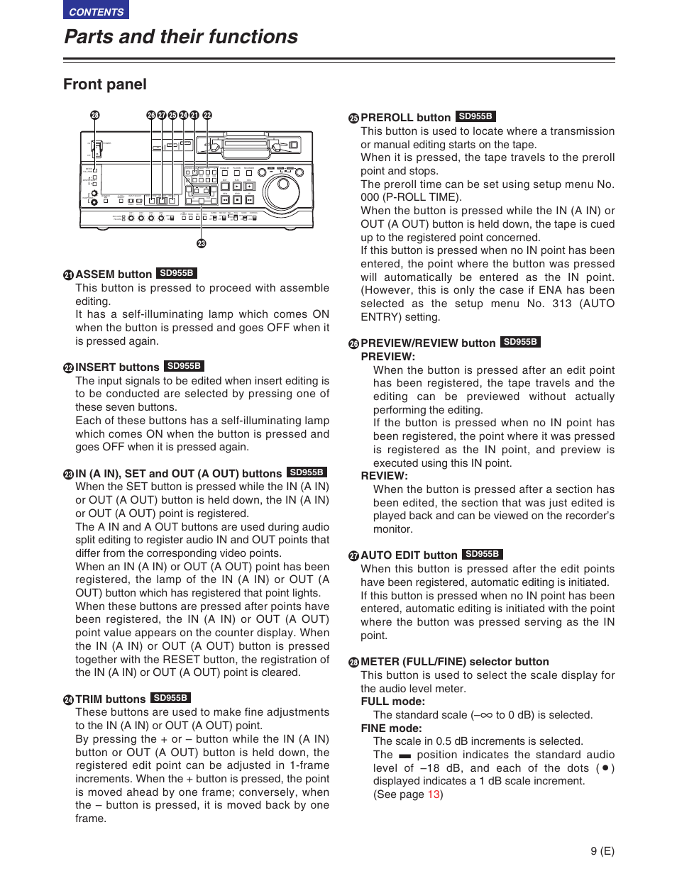 Panasonic AJ-SD930BE User Manual | Page 9 / 81