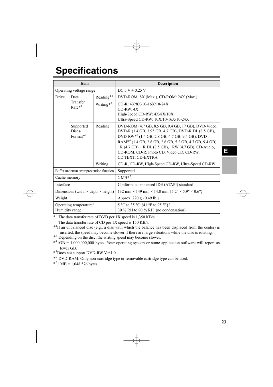 Specifi cations | Panasonic CF-VDR302U User Manual | Page 23 / 88