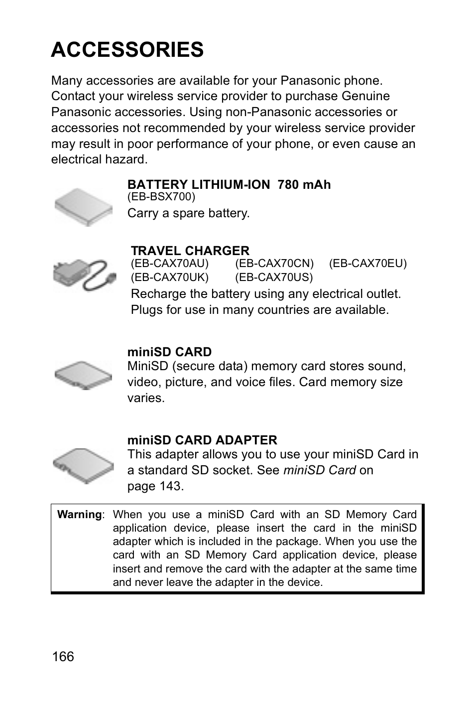 Accessories | Panasonic EB-X700 User Manual | Page 169 / 179