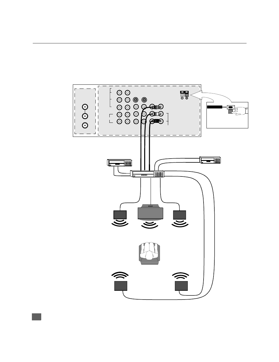 Dolby center channel input connection, Olby, Enter | Hannel, Nput, Onnection, Menu under speakers | Panasonic CinemaVision PT 51HX41 User Manual | Page 11 / 58