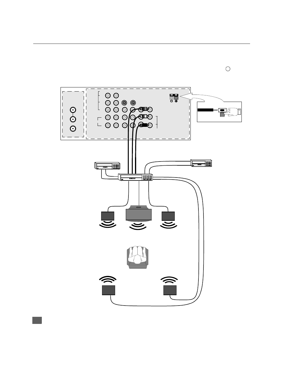 Conexion de entrada del canal central dolby, Conexión de entrada del canal central dolby, Nstalación | Altavoces de la ptv canal central, Patente en trámite e.u.a | Panasonic CinemaVision PT 51HX41 User Manual | Page 40 / 58