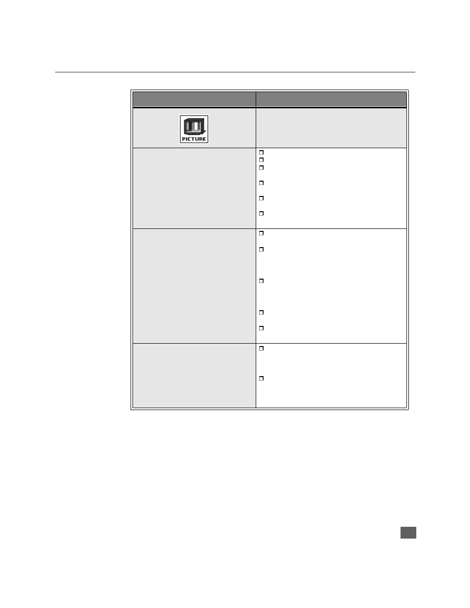 Tabla de menus de la guía giratoria | Panasonic CinemaVision PT 51HX41 User Manual | Page 47 / 58