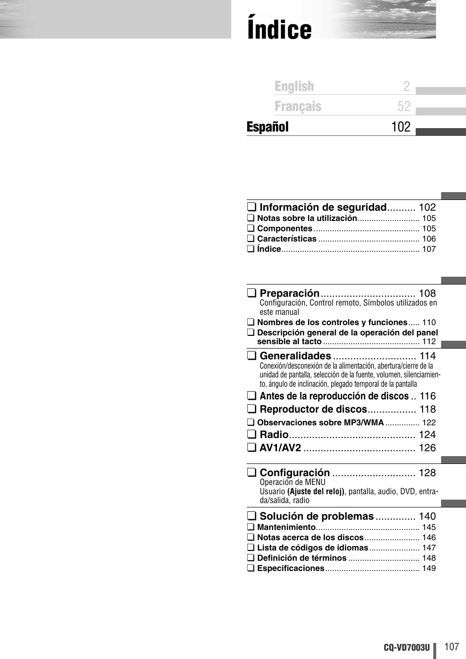 Panasonic CQ-VD7003U User Manual | Page 107 / 150