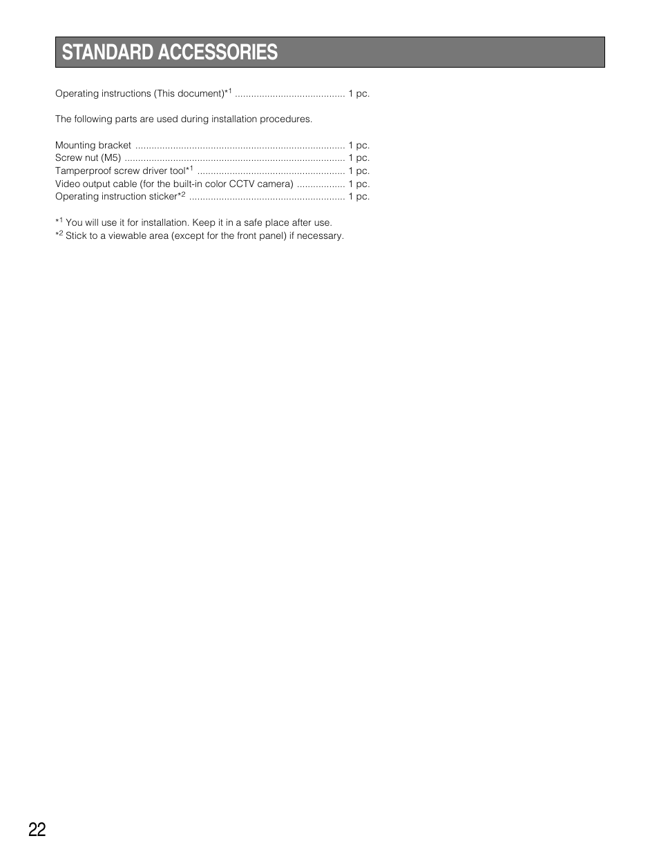 Standard accessories | Panasonic BM-ET500 User Manual | Page 22 / 24