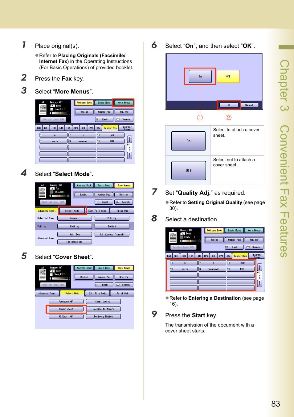 Chapter 3 convenient fax features | Panasonic Laser Fax UF-6000 User Manual | Page 83 / 224