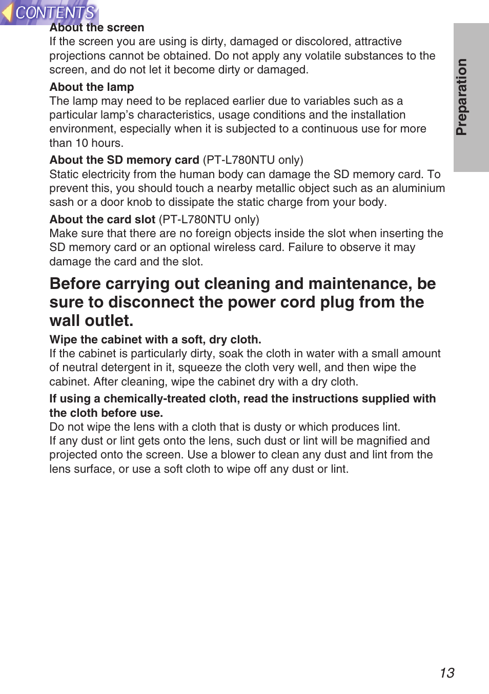 Panasonic TQBH9003-6 User Manual | Page 13 / 146