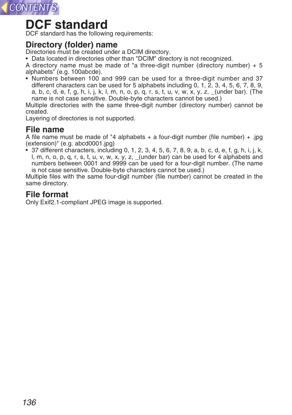 Dcf standard | Panasonic TQBH9003-6 User Manual | Page 136 / 146