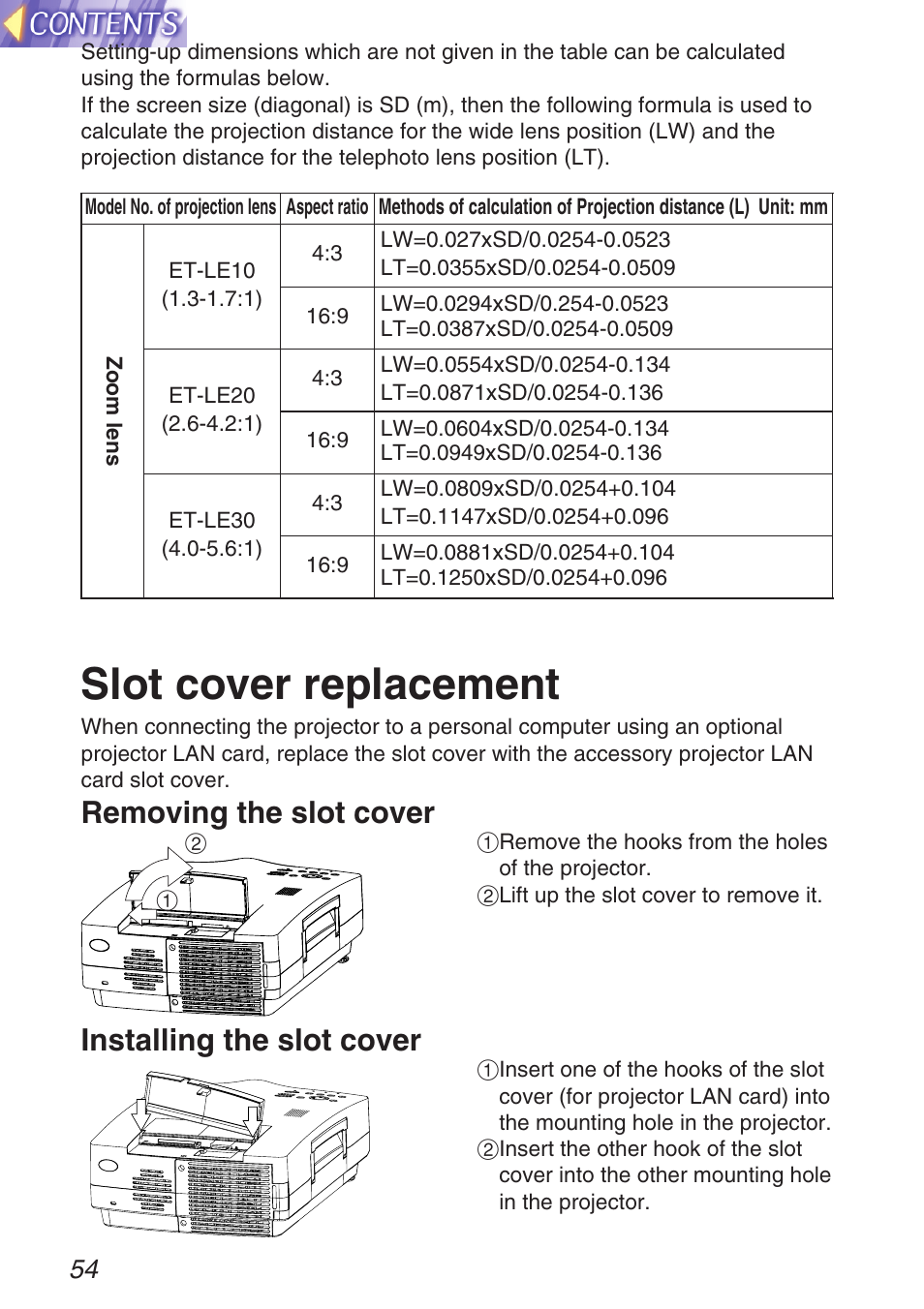 Slot cover replacement, Removing the slot cover installing the slot cover | Panasonic TQBH9003-6 User Manual | Page 54 / 146