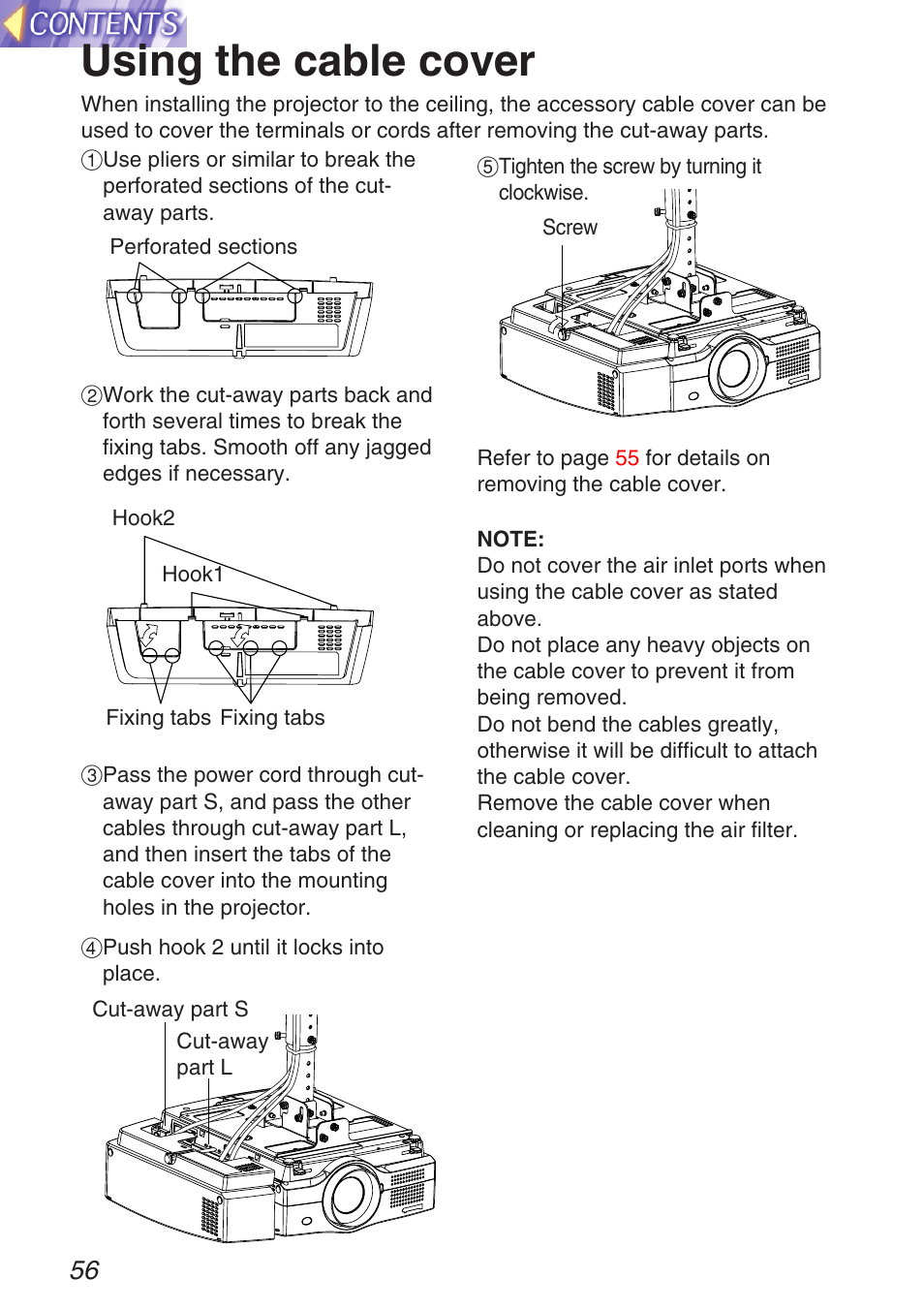 Using the cable cover | Panasonic TQBH9003-6 User Manual | Page 56 / 146