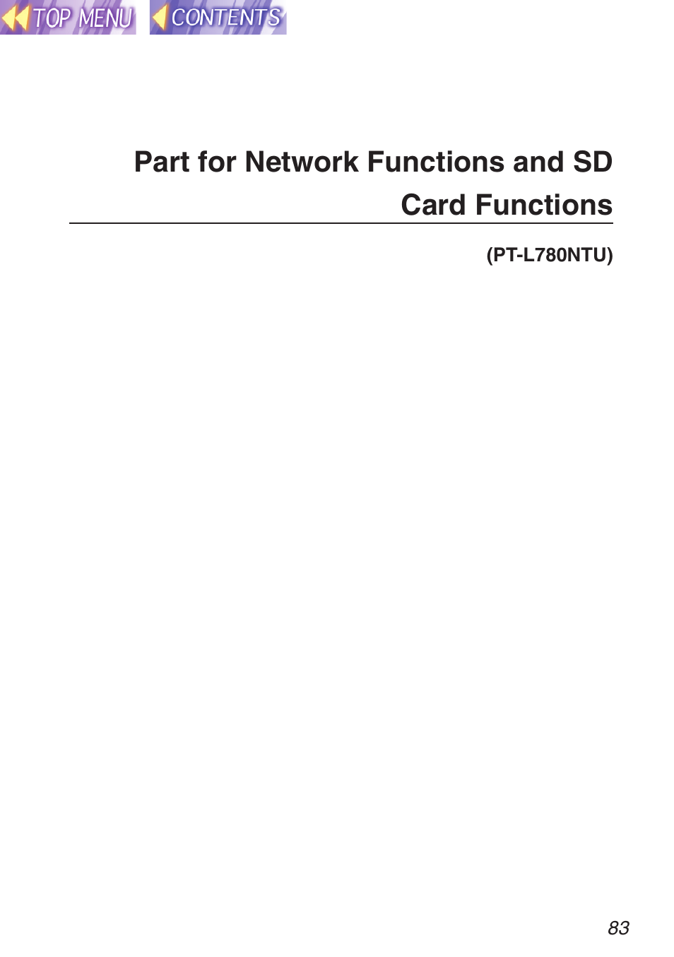 Part for network functions and sd card functions | Panasonic TQBH9003-6 User Manual | Page 83 / 146