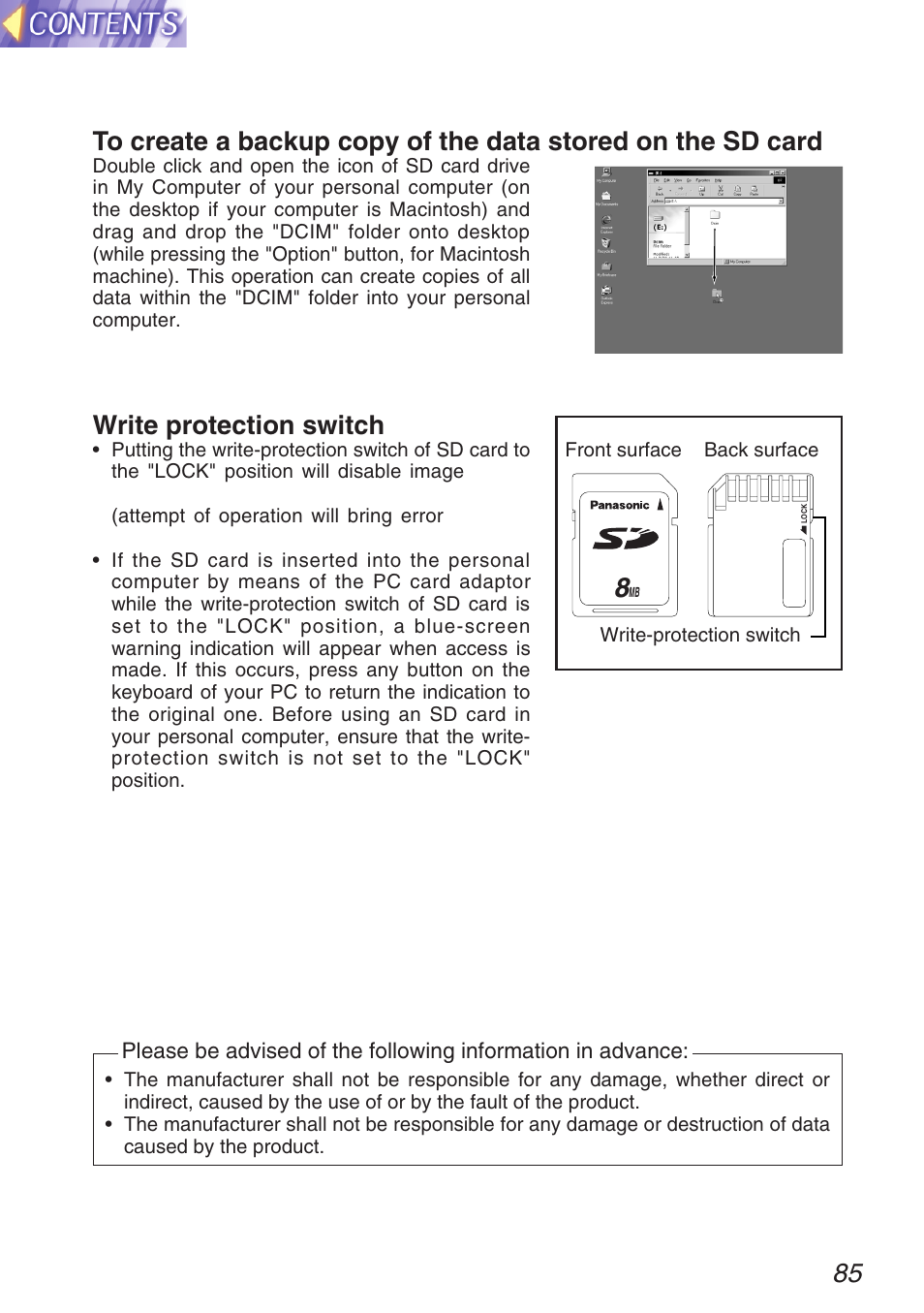 Write protection switch | Panasonic TQBH9003-6 User Manual | Page 85 / 146