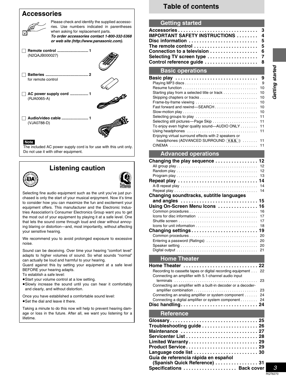 Panasonic DVD-RA60 User Manual | Page 3 / 32