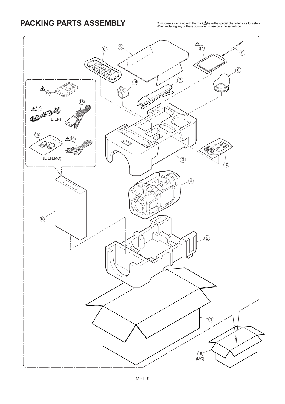 Packing parts assembly | Panasonic AG-DVX100BP User Manual | Page 10 / 11