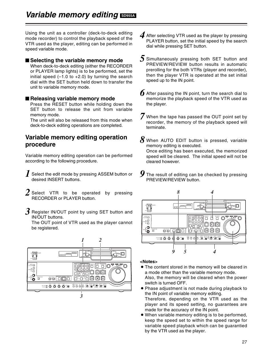 Variable memory editing (sd955a), Sd955a | Panasonic AJ-SD930P User Manual | Page 27 / 80