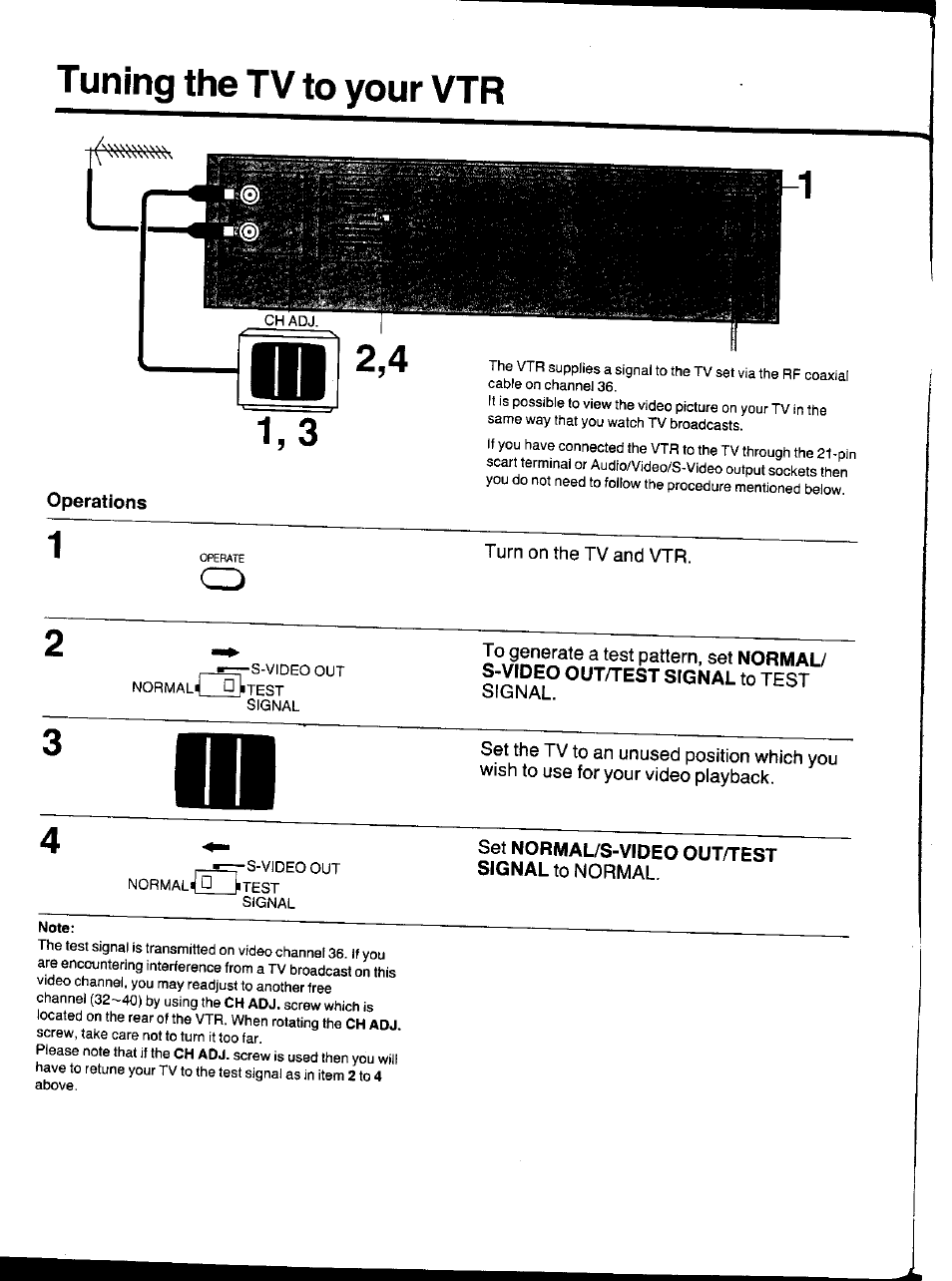 Operations, Precautions, Tuning the tv to your vtr 1 | Panasonic NV-HS1000EC User Manual | Page 8 / 62