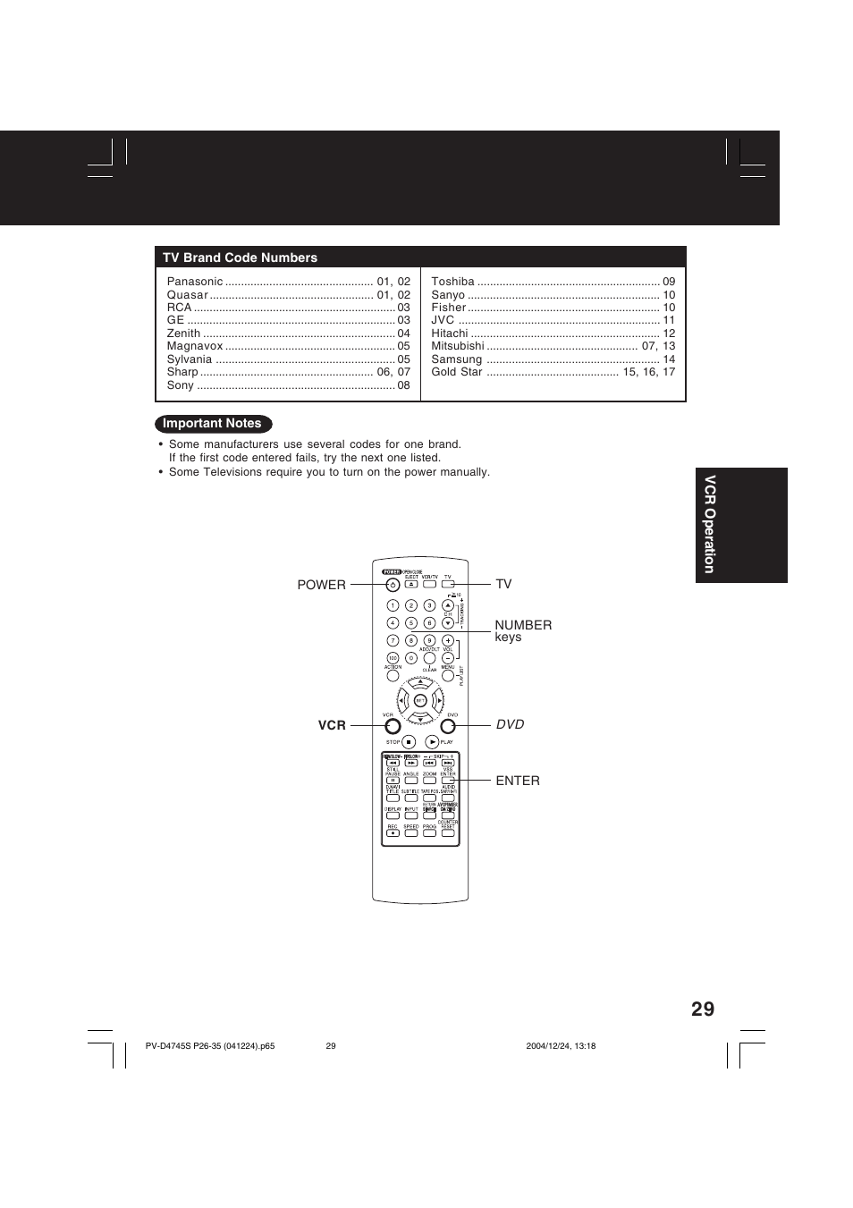 Panasonic PV-D4745S User Manual | Page 29 / 72