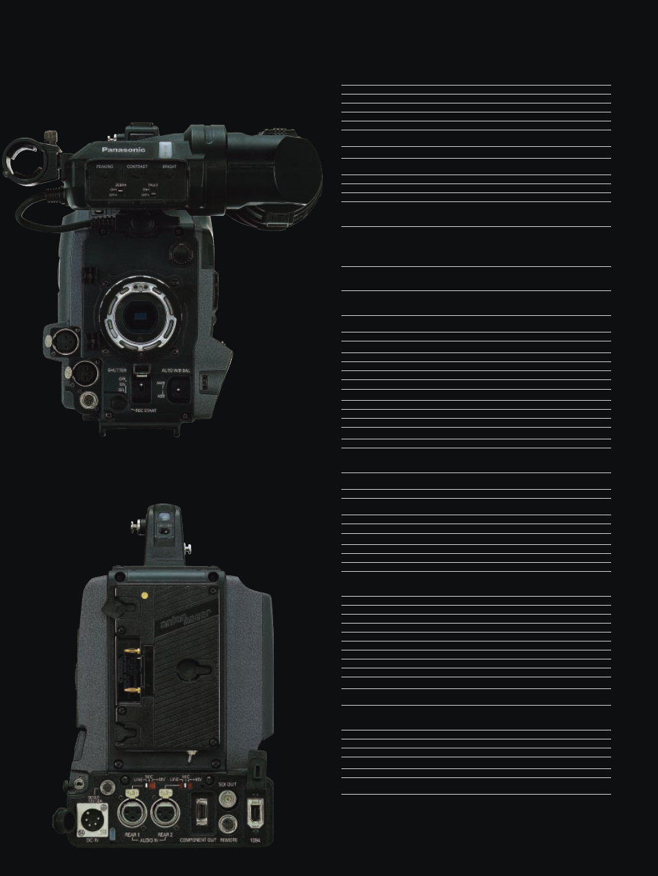 Specifications | Panasonic AG-HPX500 User Manual | Page 15 / 16