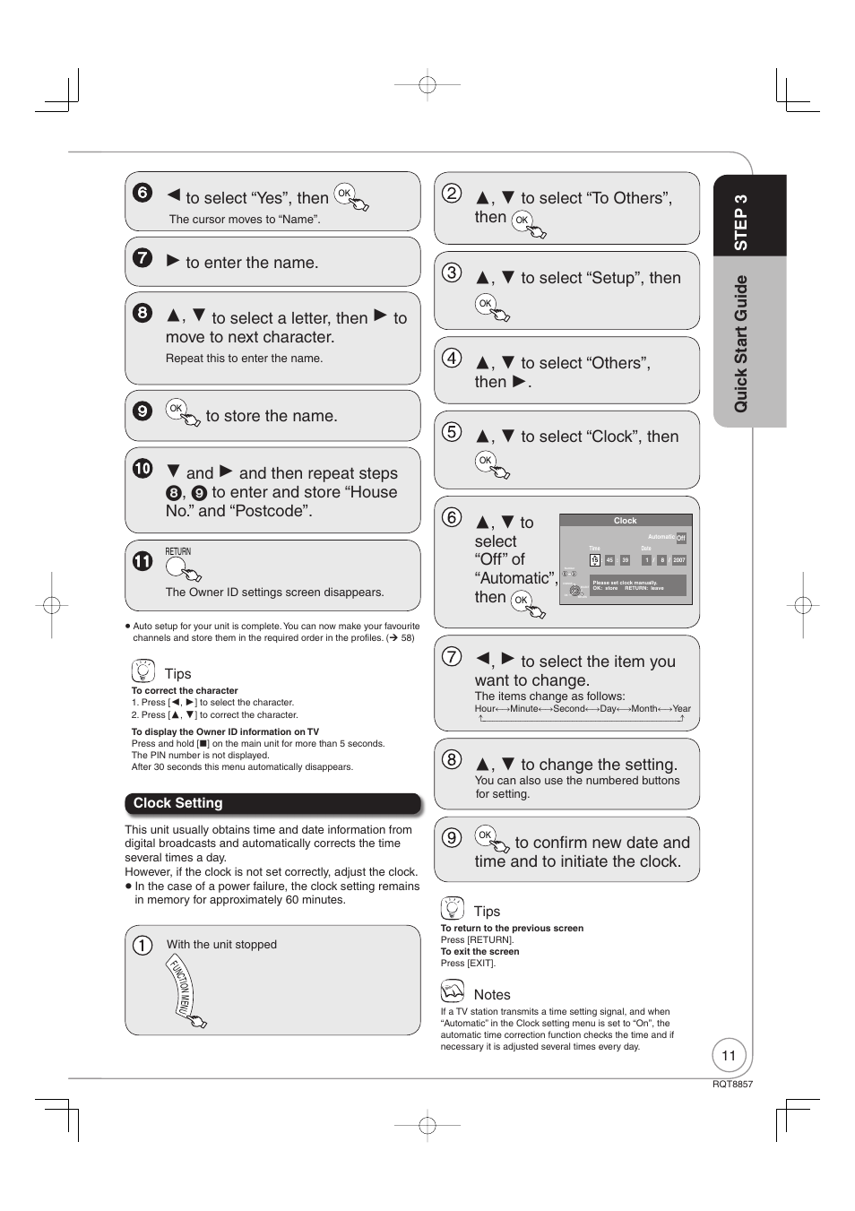 Quic k star t guide step 3 | Panasonic DMR-EZ47VEB User Manual | Page 11 / 96
