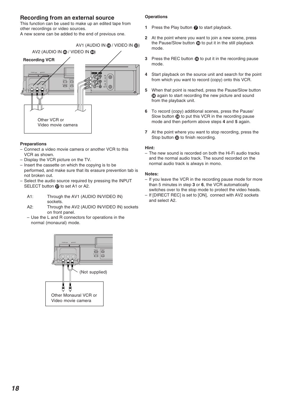 Recording from an external source | Panasonic NV-FJ720 User Manual | Page 18 / 32