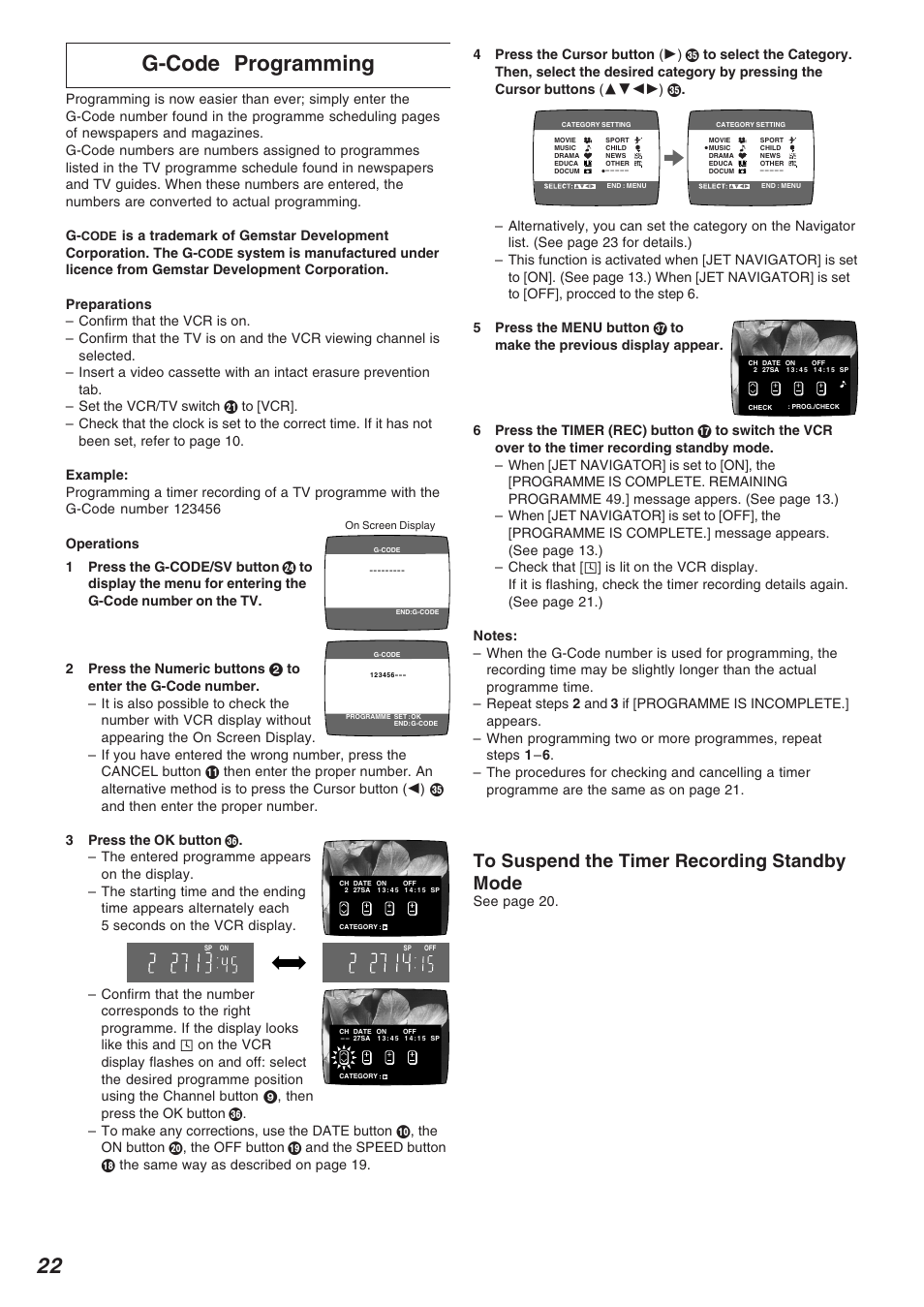 G-code programming, See page 20 | Panasonic NV-FJ720 User Manual | Page 22 / 32