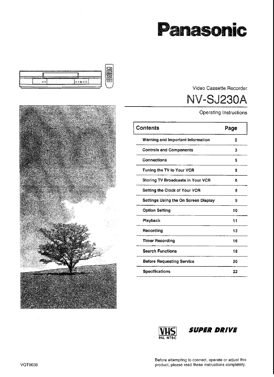 Panasonic NV-SJ230A User Manual | 22 pages