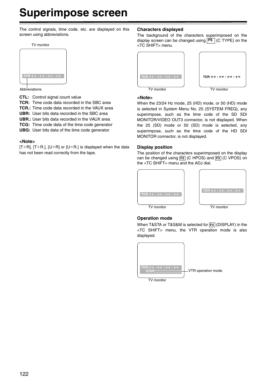 Superimpose screen | Panasonic AJ-HD1800P User Manual | Page 122 / 142