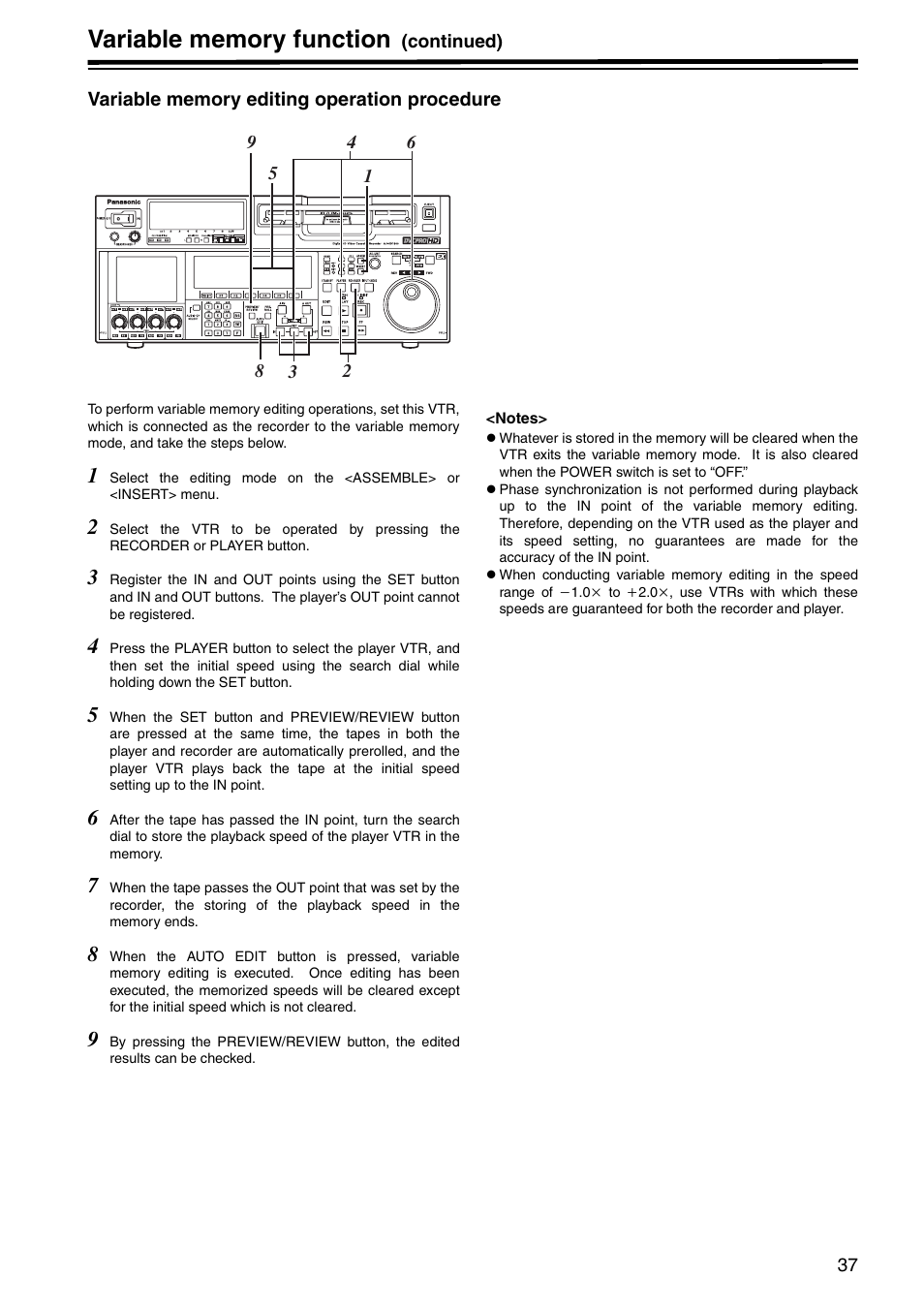 Variable memory editing operation procedure | Panasonic AJ-HD1800P User Manual | Page 37 / 142