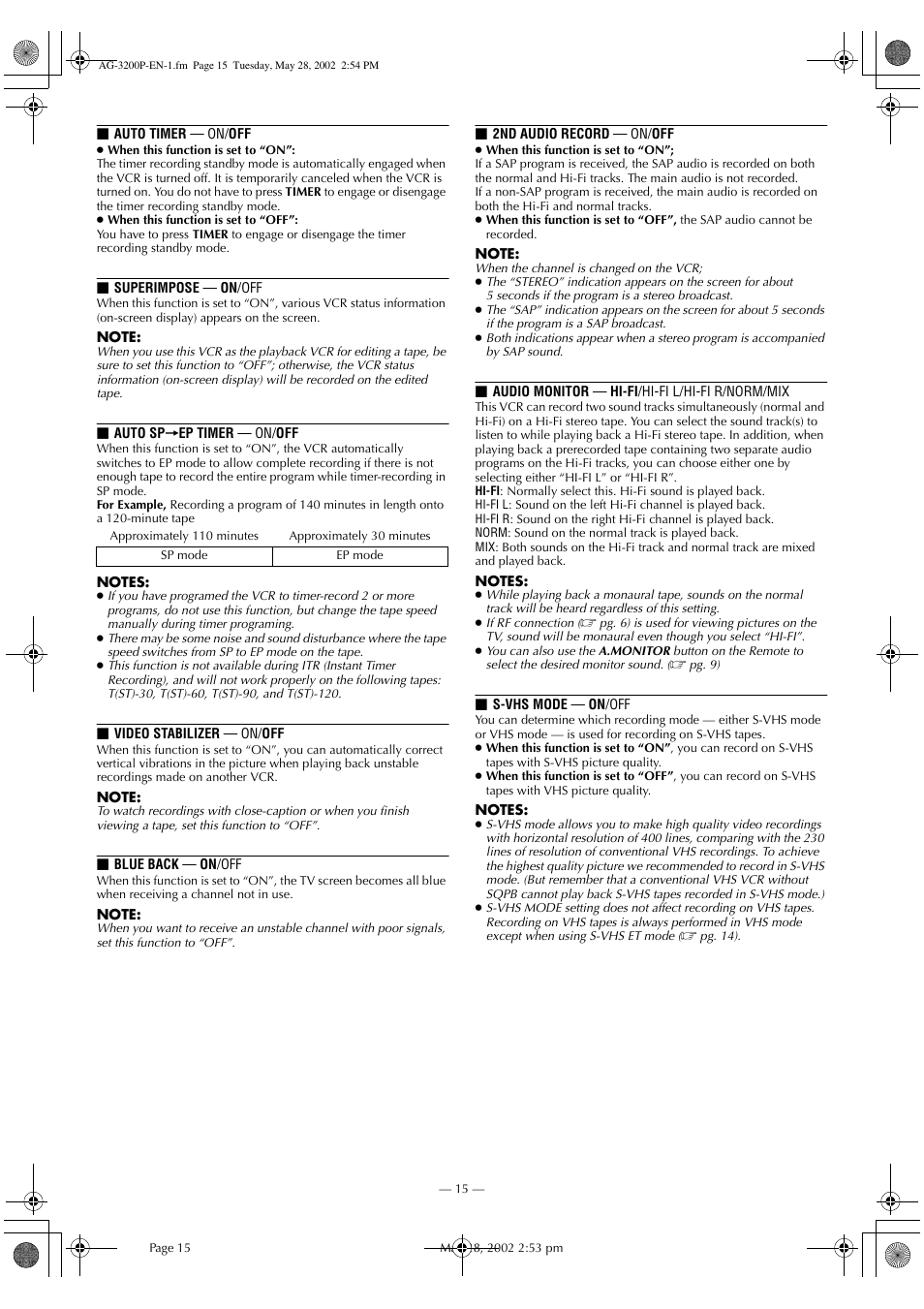 Panasonic AG-3200P User Manual | Page 15 / 24