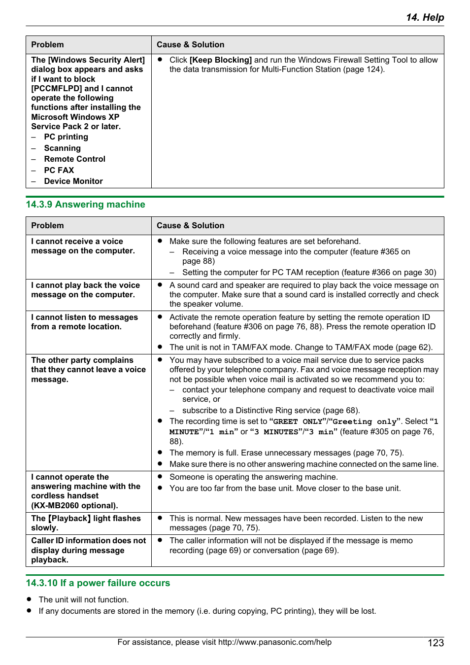 9 answering machine, 10 if a power failure occurs | Panasonic KX-MB2060 User Manual | Page 123 / 160