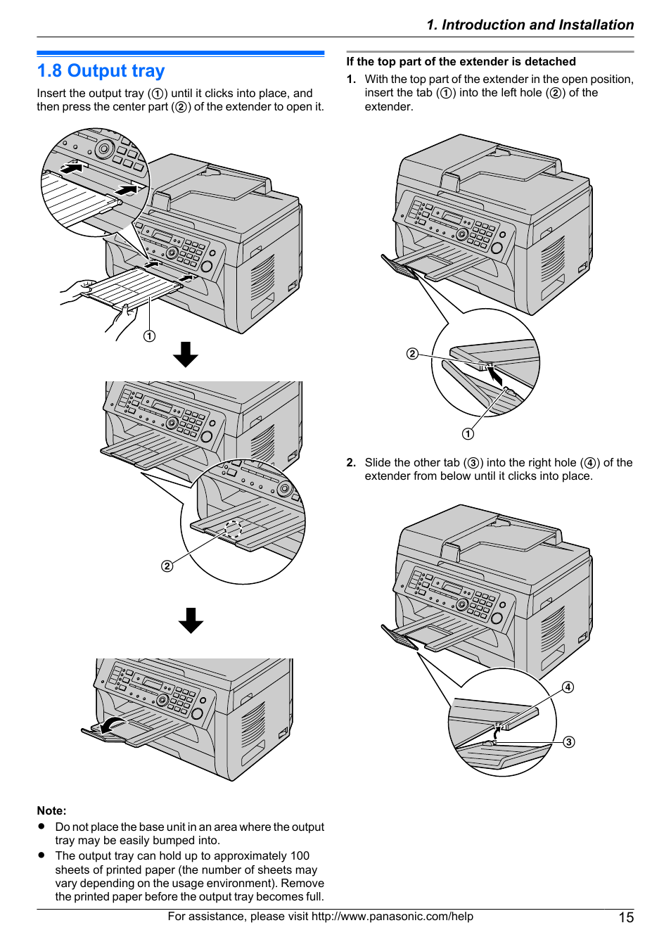 8 output tray, Output tray | Panasonic KX-MB2060 User Manual | Page 15 / 160