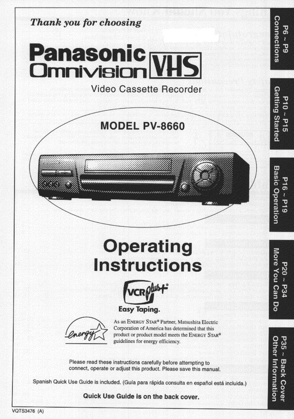 Panasonic OMNIVISION PV-8660 User Manual | 40 pages