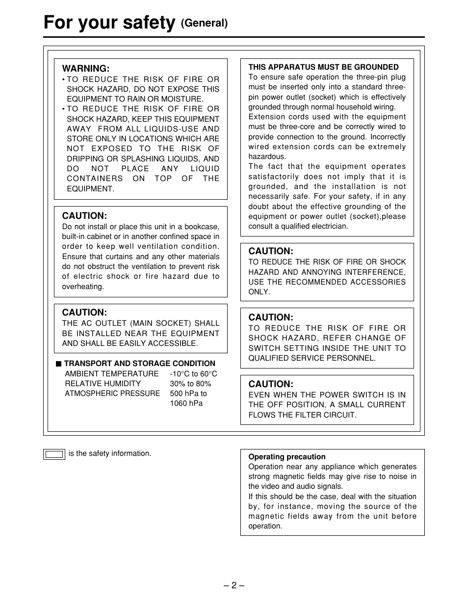 For your safety (general), For your safety, General) | Panasonic LQ-MD800P User Manual | Page 2 / 44