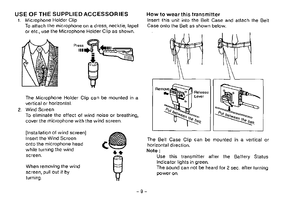 Use of the supplied accessories, How to wear this transmitter | Panasonic WX-RP410 User Manual | Page 12 / 22