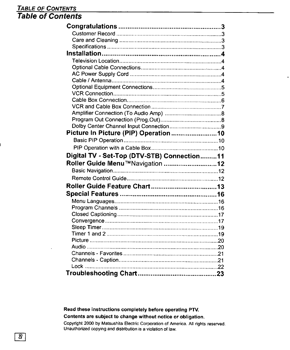 Panasonic PT-61SX30 User Manual | Page 4 / 52