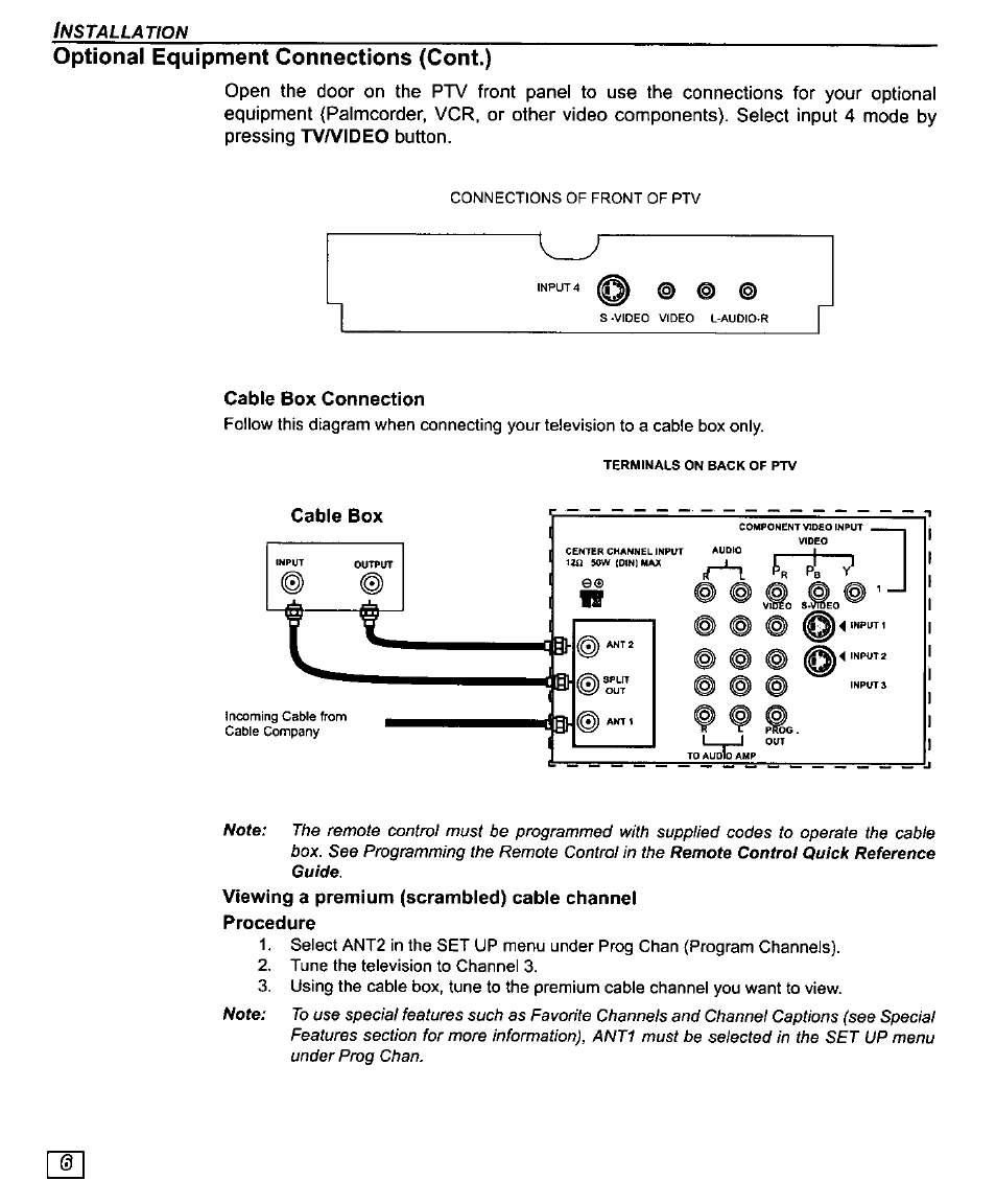 Optional equipment connections (cont.) | Panasonic PT-61SX30 User Manual | Page 8 / 52