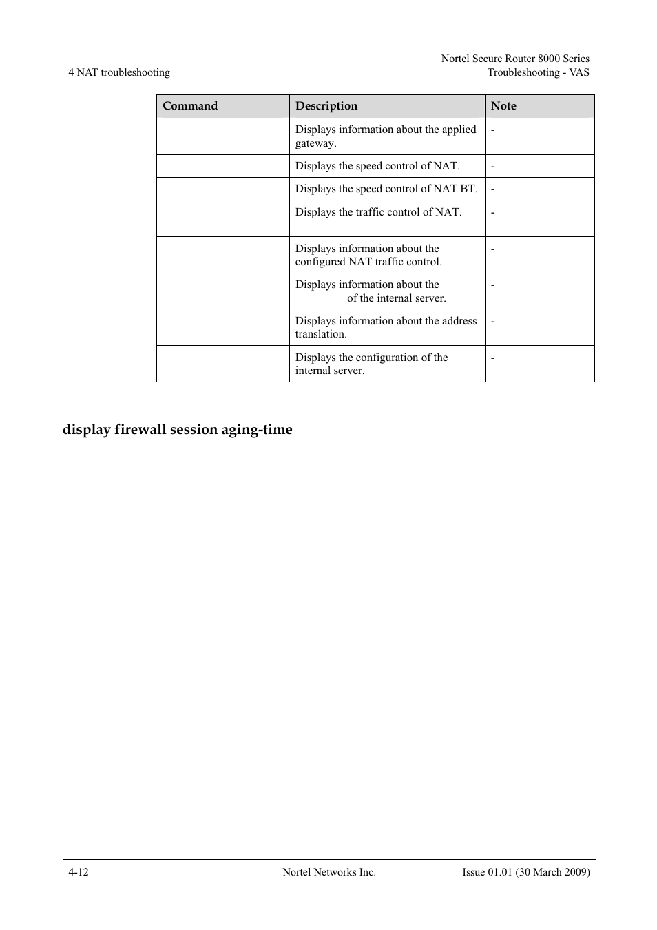 Display firewall session aging-time | Panasonic 8000 User Manual | Page 142 / 156