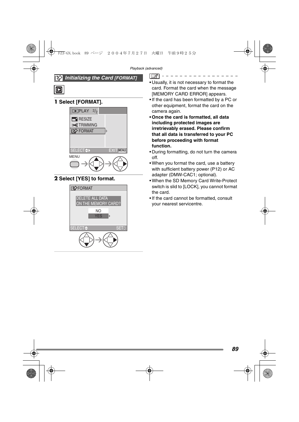 Panasonic DMC-FZ3GN User Manual | Page 89 / 112