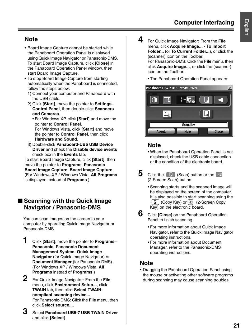 Computer interfacing 21 | Panasonic UB-5325 User Manual | Page 21 / 28