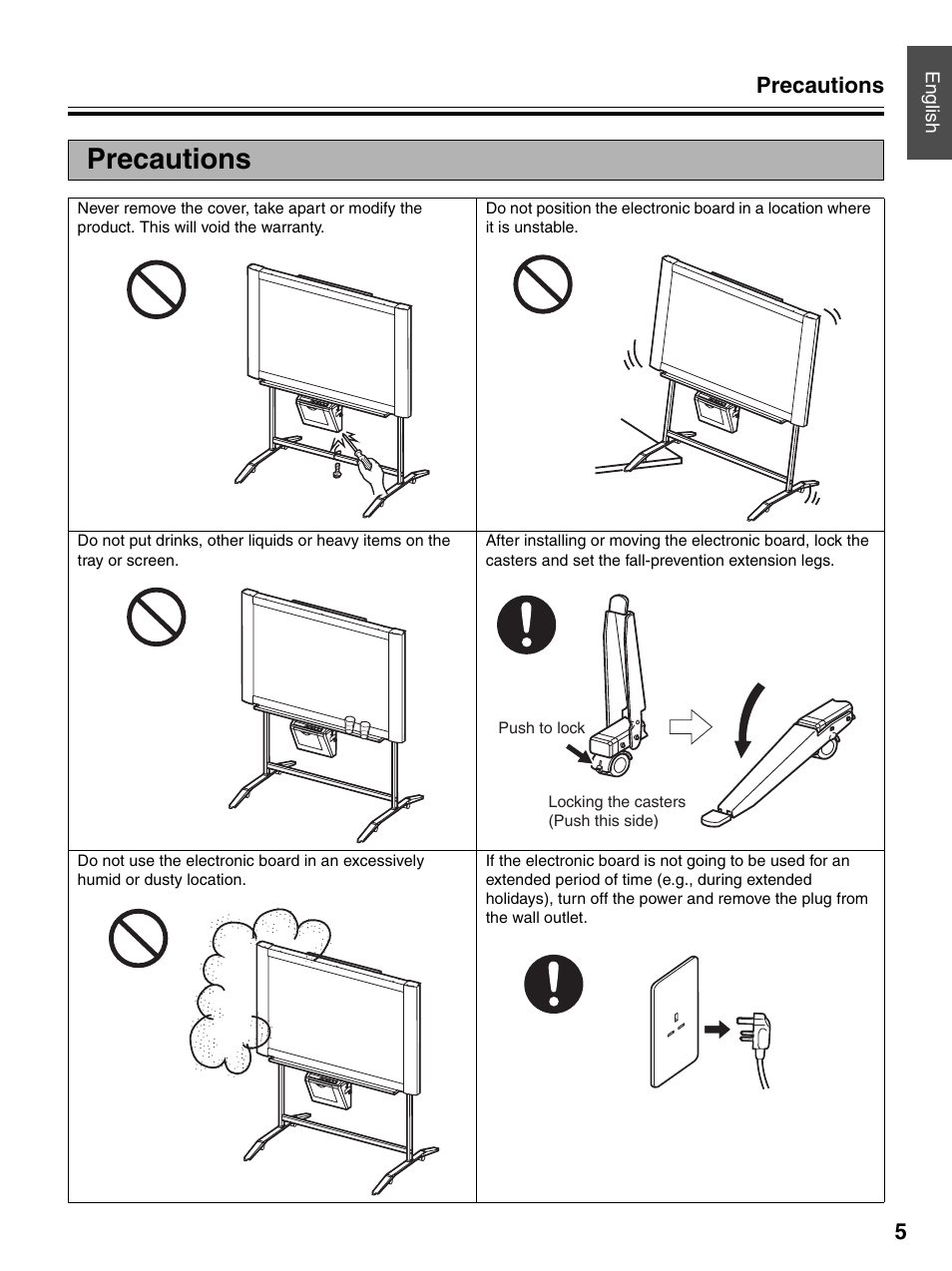 Precautions, Precautions 5 | Panasonic UB-5325 User Manual | Page 5 / 28