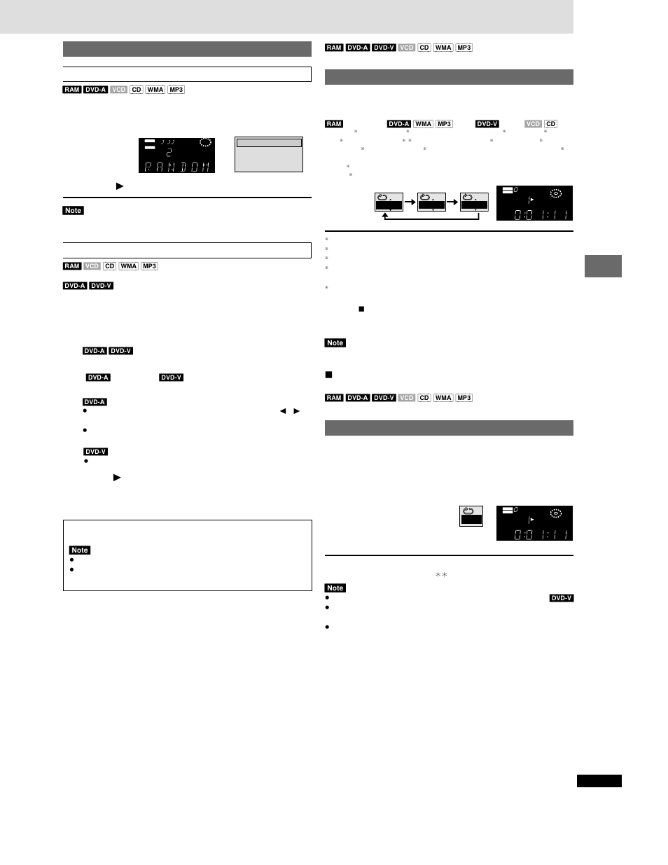 Advanced operations, Repeat play, Press [repeat | A-b repeat play, Press [a-b repeat] at the starting point (a), Press [a-b repeat] at the finishing point (b), Random play, Press [random, Press [ 1 ] (play), Press the numbered buttons to select a group | Panasonic DVD-CP72 User Manual | Page 17 / 28