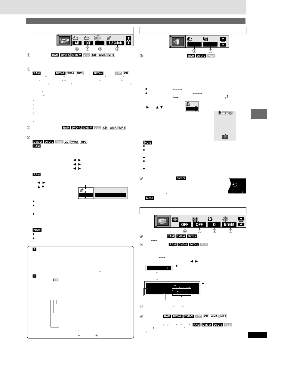 Advanced operations, Unit information, Sp off off | Panasonic DVD-CP72 User Manual | Page 19 / 28